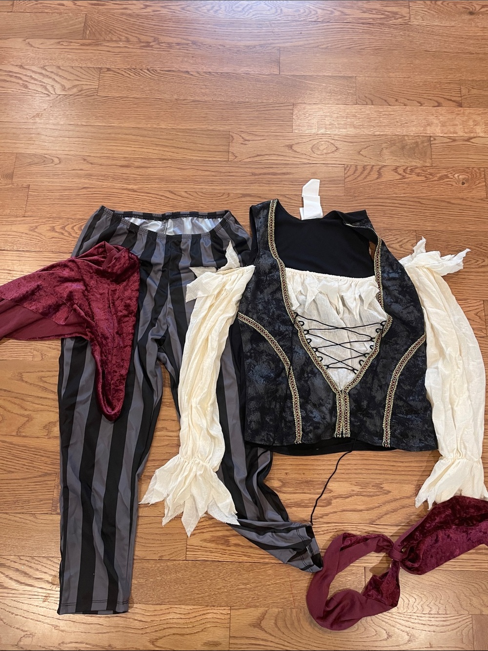 California Costumes Burgundy, Black and Cream Pirate Outfit for Kids- 4 piece